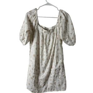 Billabong Linen White And Tan Dress Large
